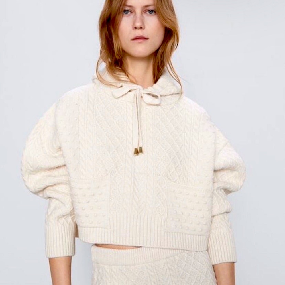 ZARA Knit Hoodie Crop Sweater & Skirt “Awakening Knit Collection”